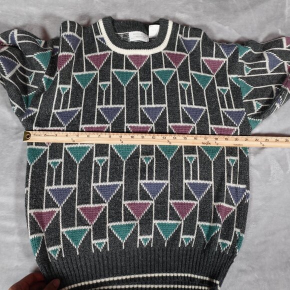 Vintage Van Heusen Hennessy Geometric Sweater Mens L (Fits M) Grandpa Style 90s - Picture 6 of 8